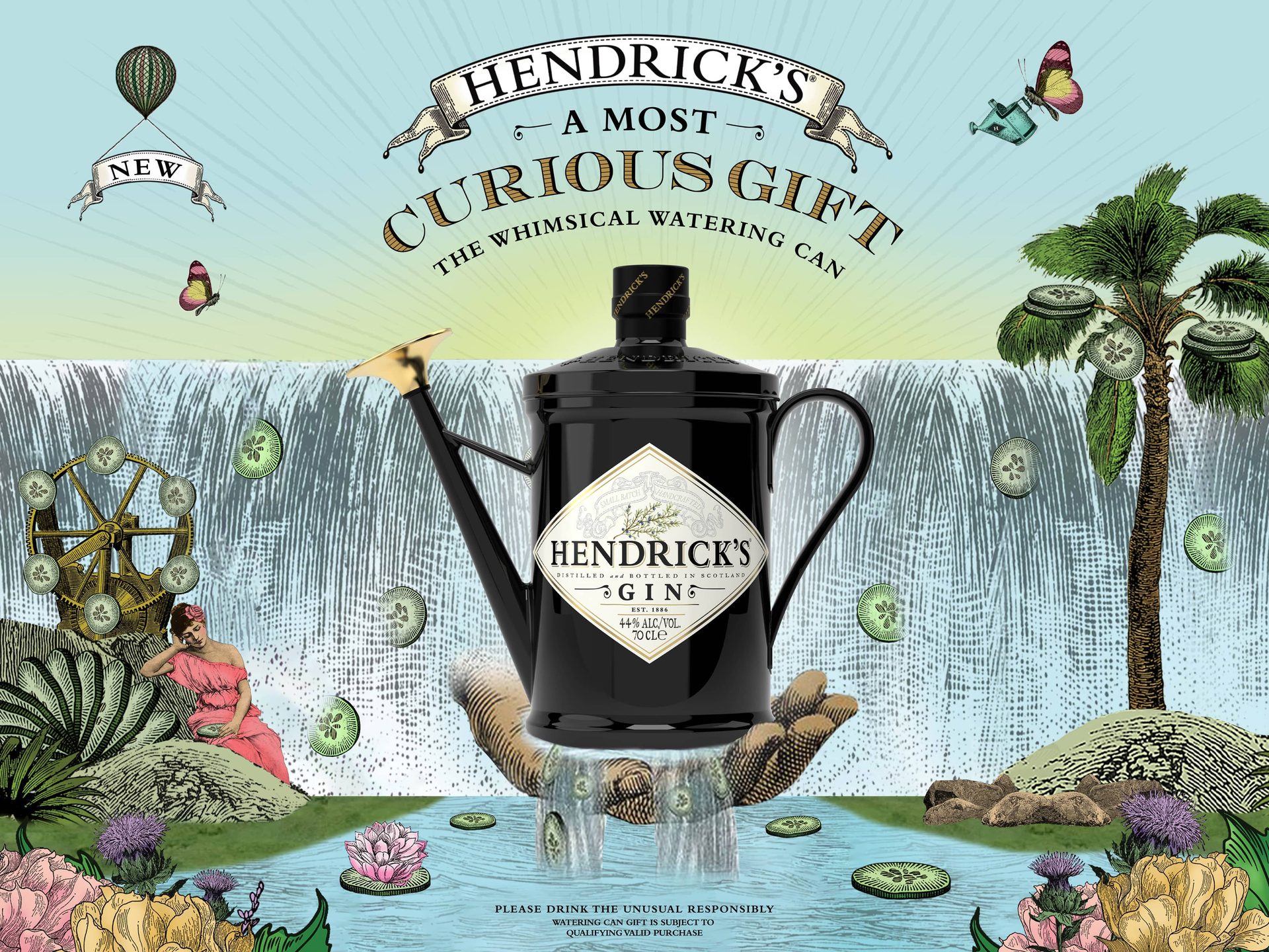 Hendrick's Whimsical Watering Can by Boundless Brand Design / Hunter Luxury